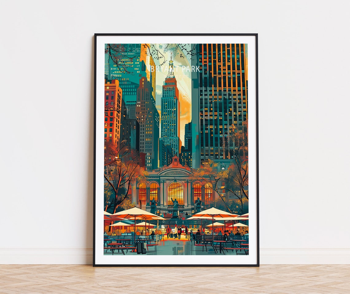 Bryant Park New York City Dusk Skyline Rooftop Terrace Print