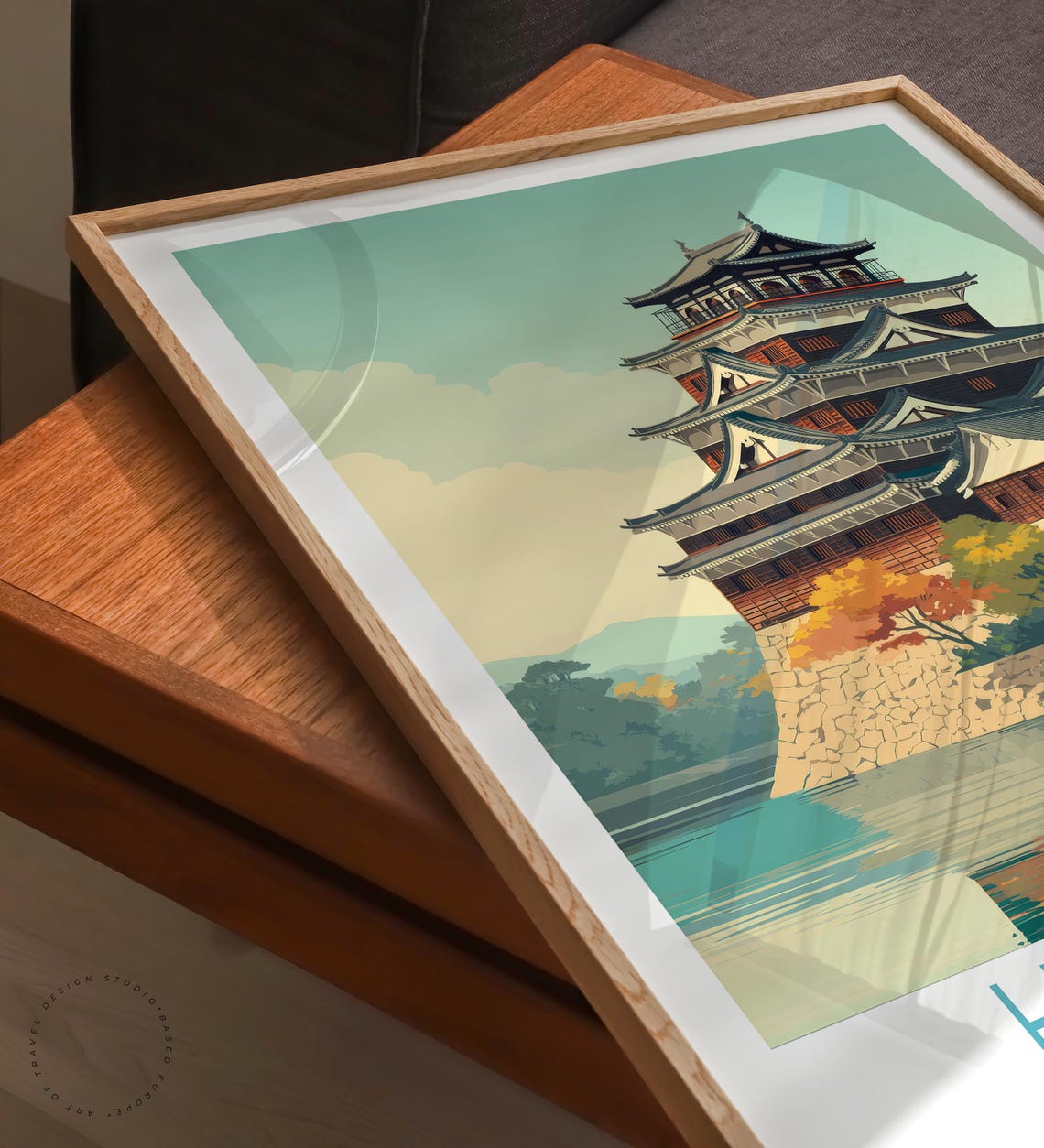 Hiroshima Japan Castle Autumn Moat Reflection Scenic Travel Poster - Image 6