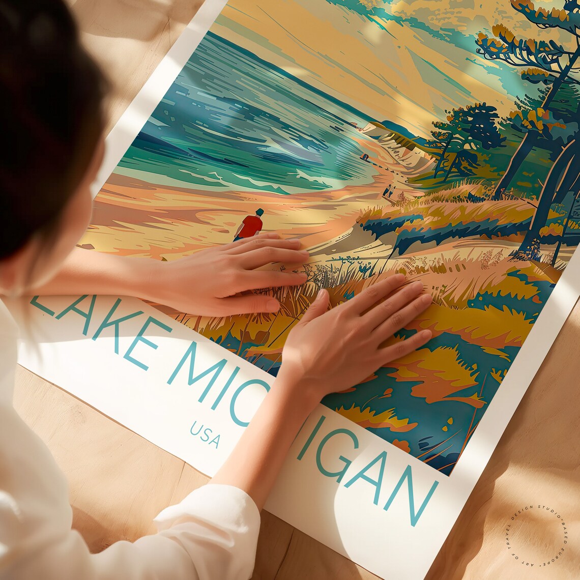 Lake Michigan Usa Travel Poster, City Print - Image 2