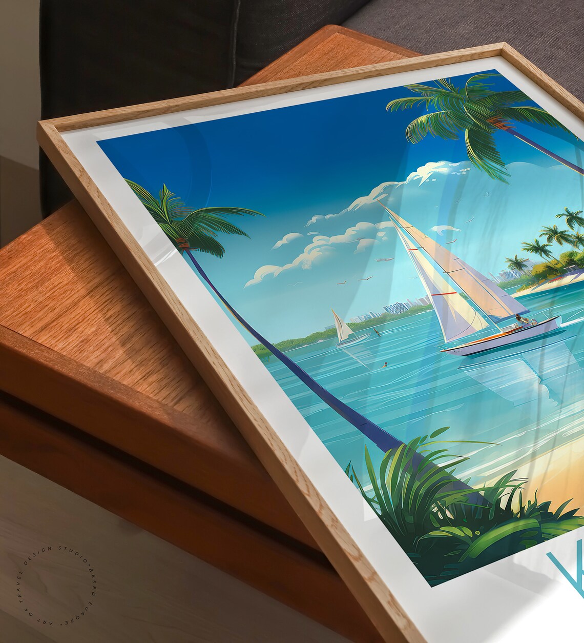 Key West Florida Sailboats Calm Bay Beach Vintage Travel Poster - Image 3