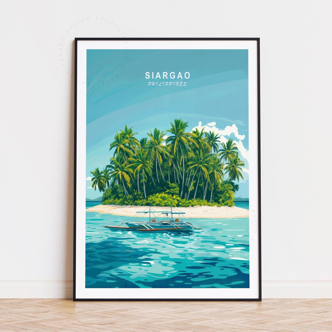 Siargao Philippines Palm Island Outrigger Boat Turquoise Sea Poster