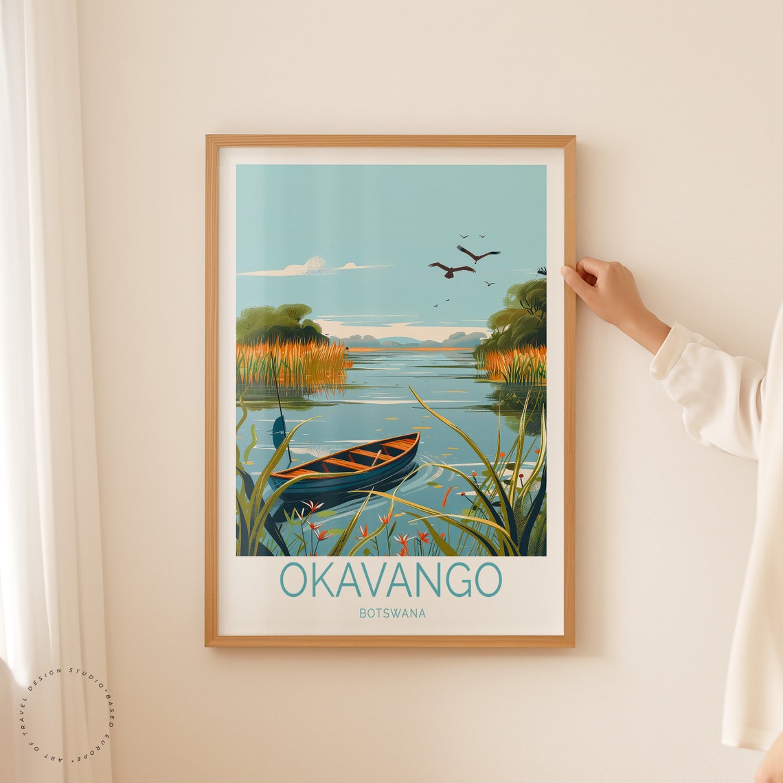 Okavango Botswana Delta Wildlife Serene River Canoe Travel Poster - Image 2