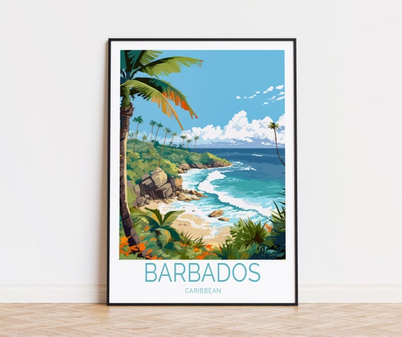 Barbados Caribbean Travel Print Caribbean Wall Art Bottom Bay Poster Custom Travel Poster Home Decor Birthday Present