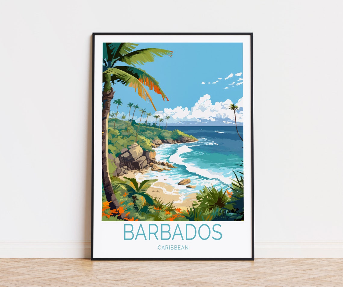 Barbados Caribbean Tropical Cove Palm Beach Ocean View Wall Art
