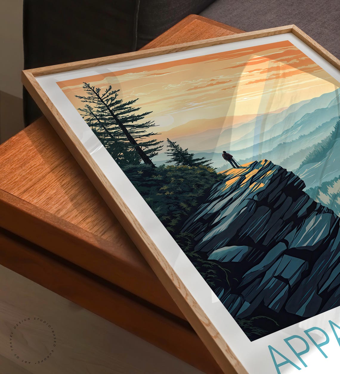Appalachian Trail Hiker Sunrise Rocky Mountain Overlook Poster - Image 3