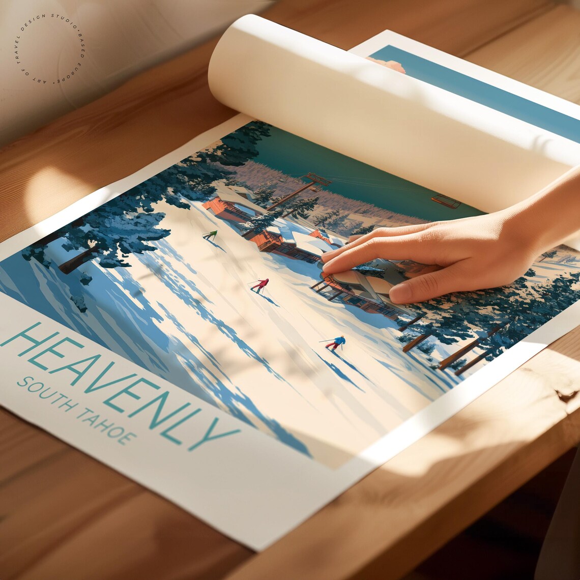 Heavenly South Tahoe Ski Resort Slopes Gondola Vintage Travel Poster - Image 2