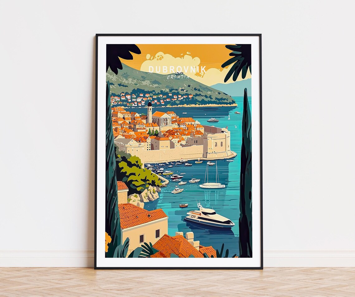 Dubrovnik Croatia Sunset View of the Walled Old Town and Harbor Poster