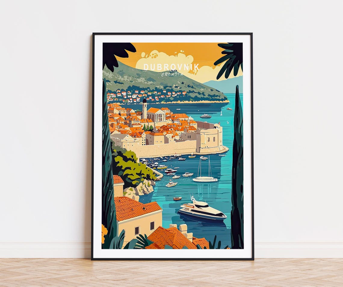 Dubrovnik Croatia Travel Poster Croatia Dubrovnik City Wall Art Croatia Decor Croatia Travel Gifts Personalised Gifts