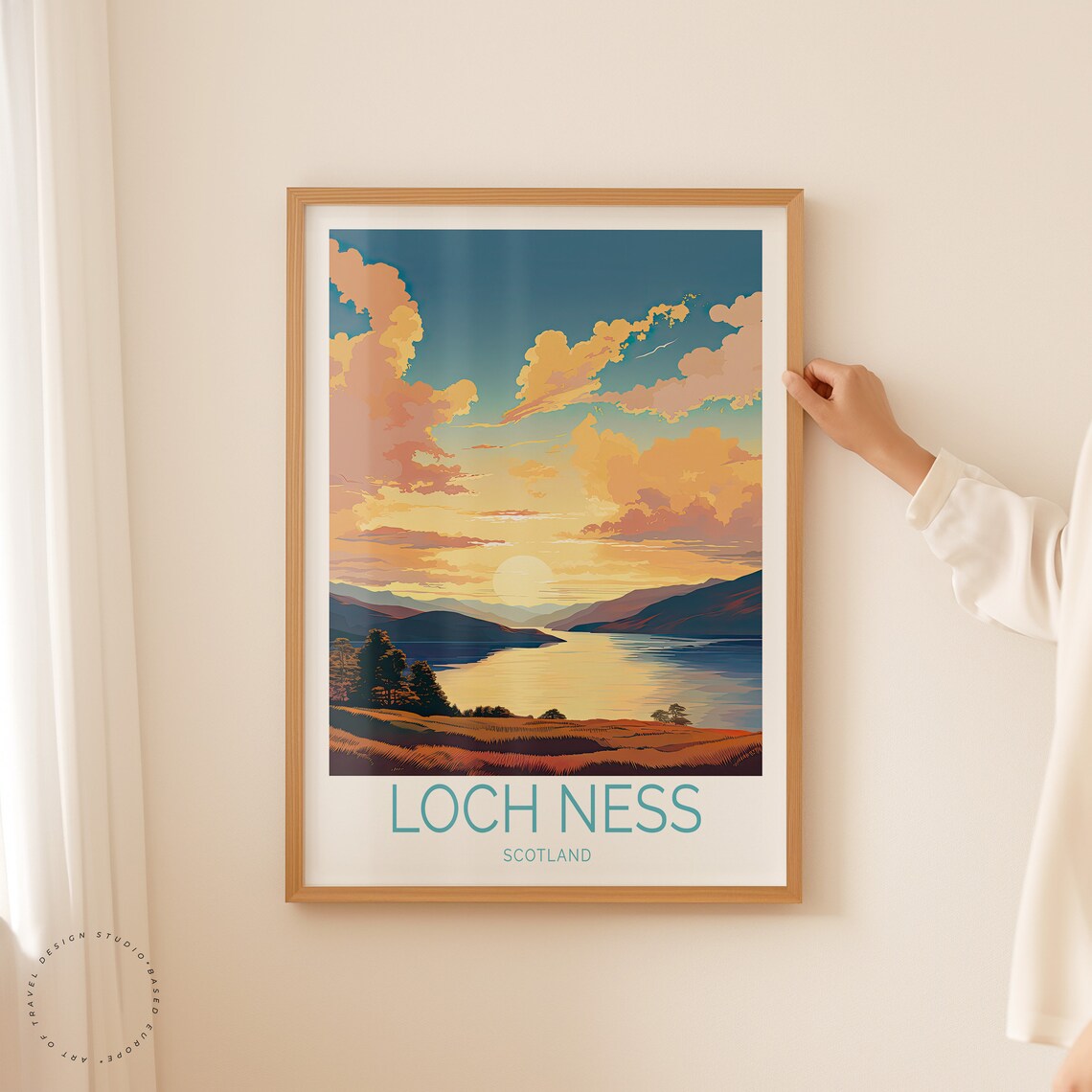 Loch Ness Scotland Golden Sunset Over the Highlands Travel Poster - Image 2