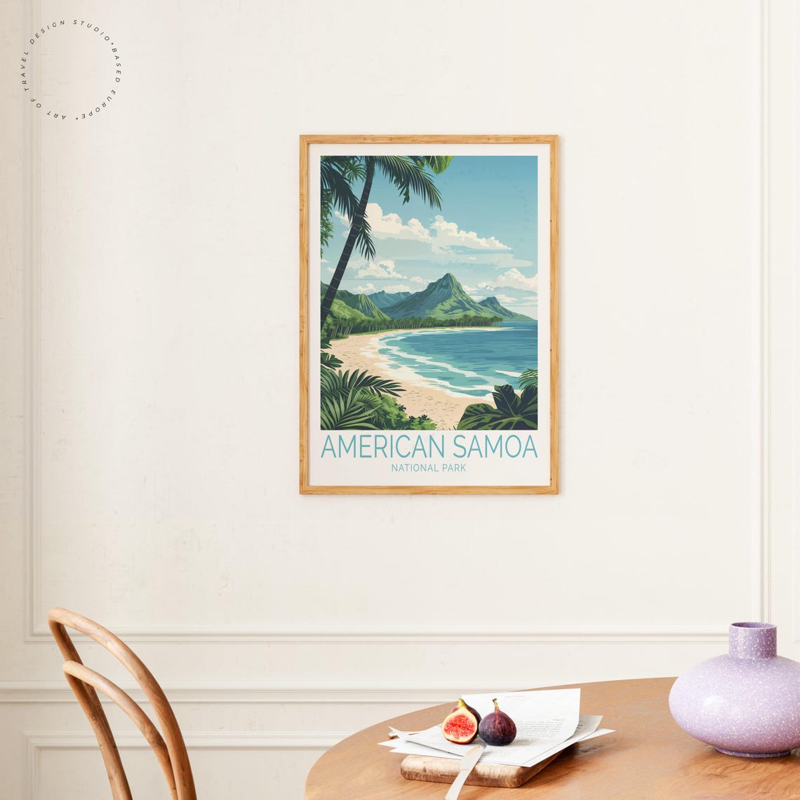 American Samoa National Park Beach Leaning Palm Turquoise Sea Poster - Image 4