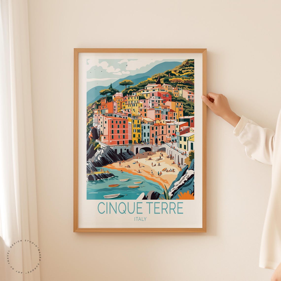 Cinque Terre Italy Colorful Village Beach Boats Liguria Travel Poster - Image 5