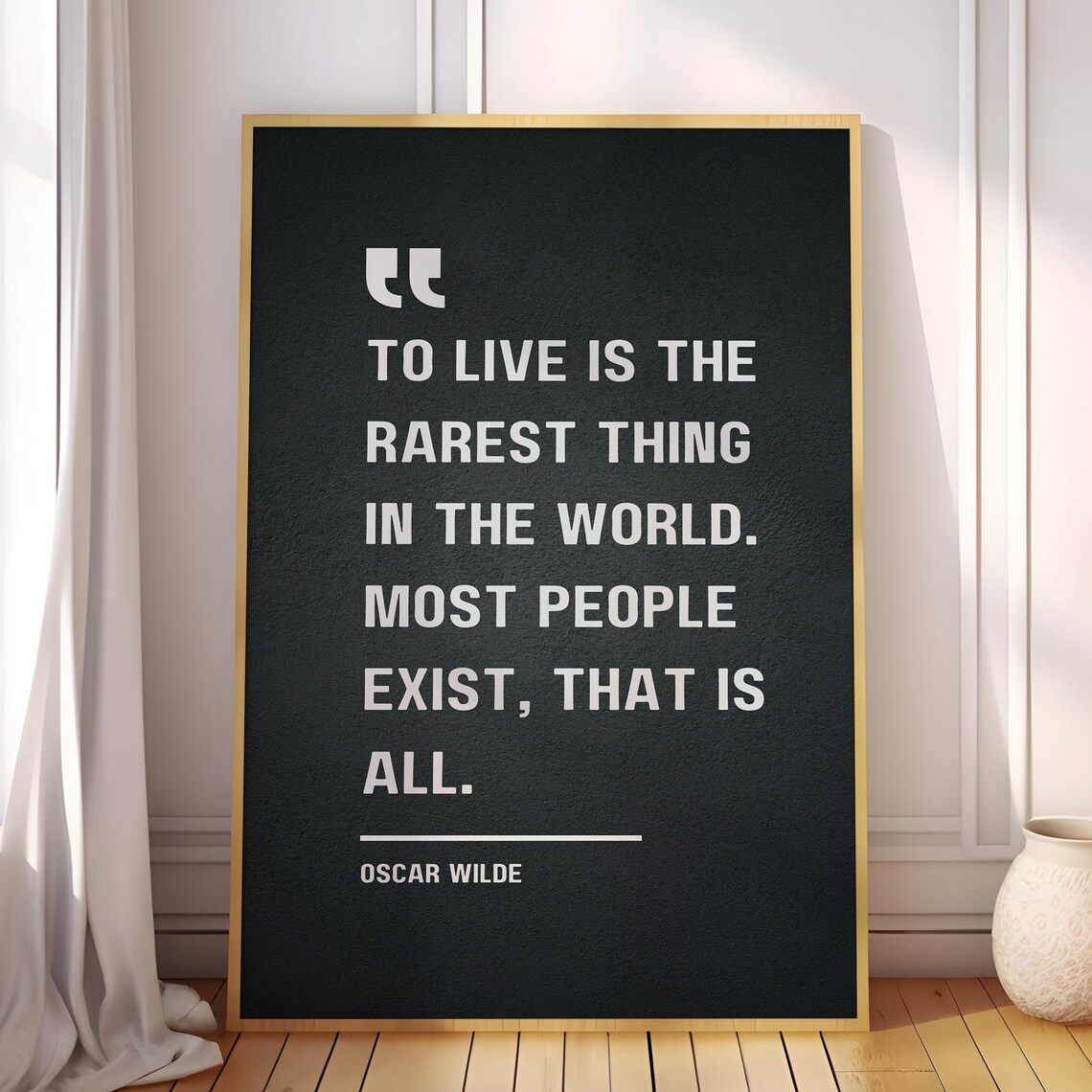 Oscar Wilde To Live Is the Rarest Thing Inspirational Quote Poster
