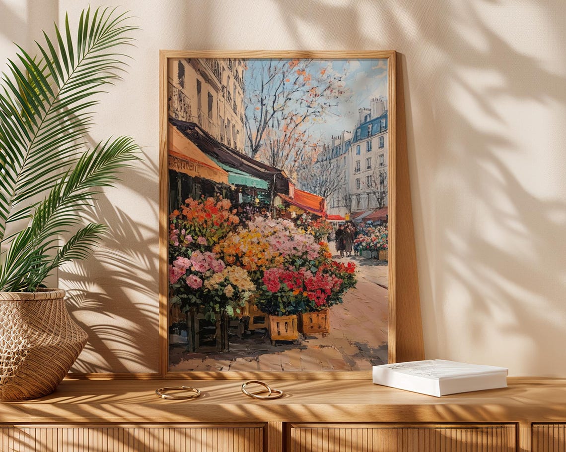 Paris Flower Market Stalls Spring Street Impressionist Travel Poster - Image 3