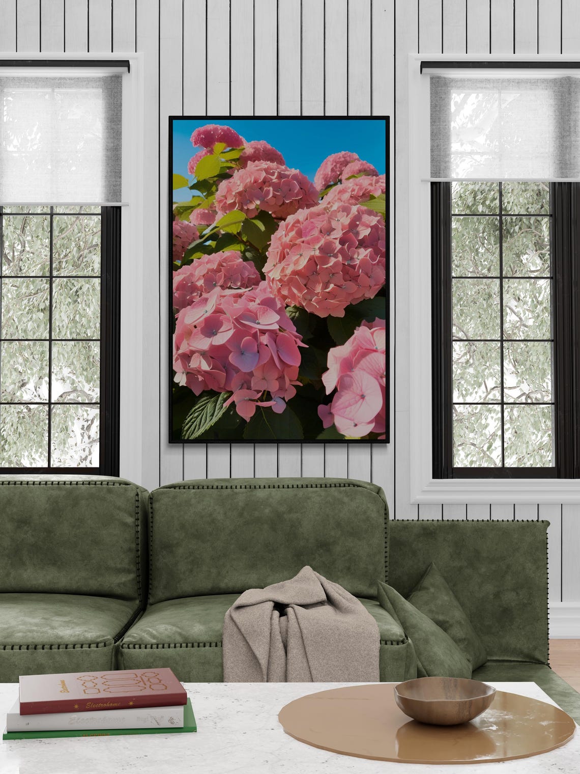 Pink Hydrangea Botanical Floral Art Flower Market Art Spring Flowers Abstract Design Henri Matisse Style Art - Image 2