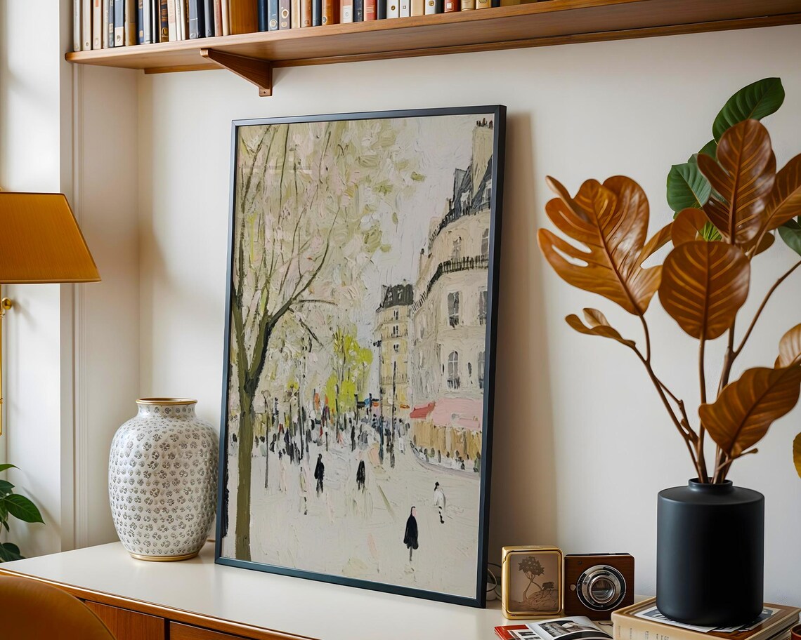 Paris Spring Boulevard Flowering Trees Impressionist Cityscape Art Poster - Image 2