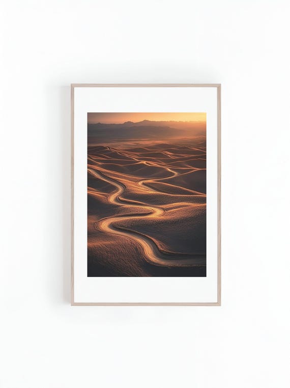 Photo Of Sunset On Hills And Mountain Ranges Beautiful Landscape Photo Minimalist Wall Art Print Instant Winding Road