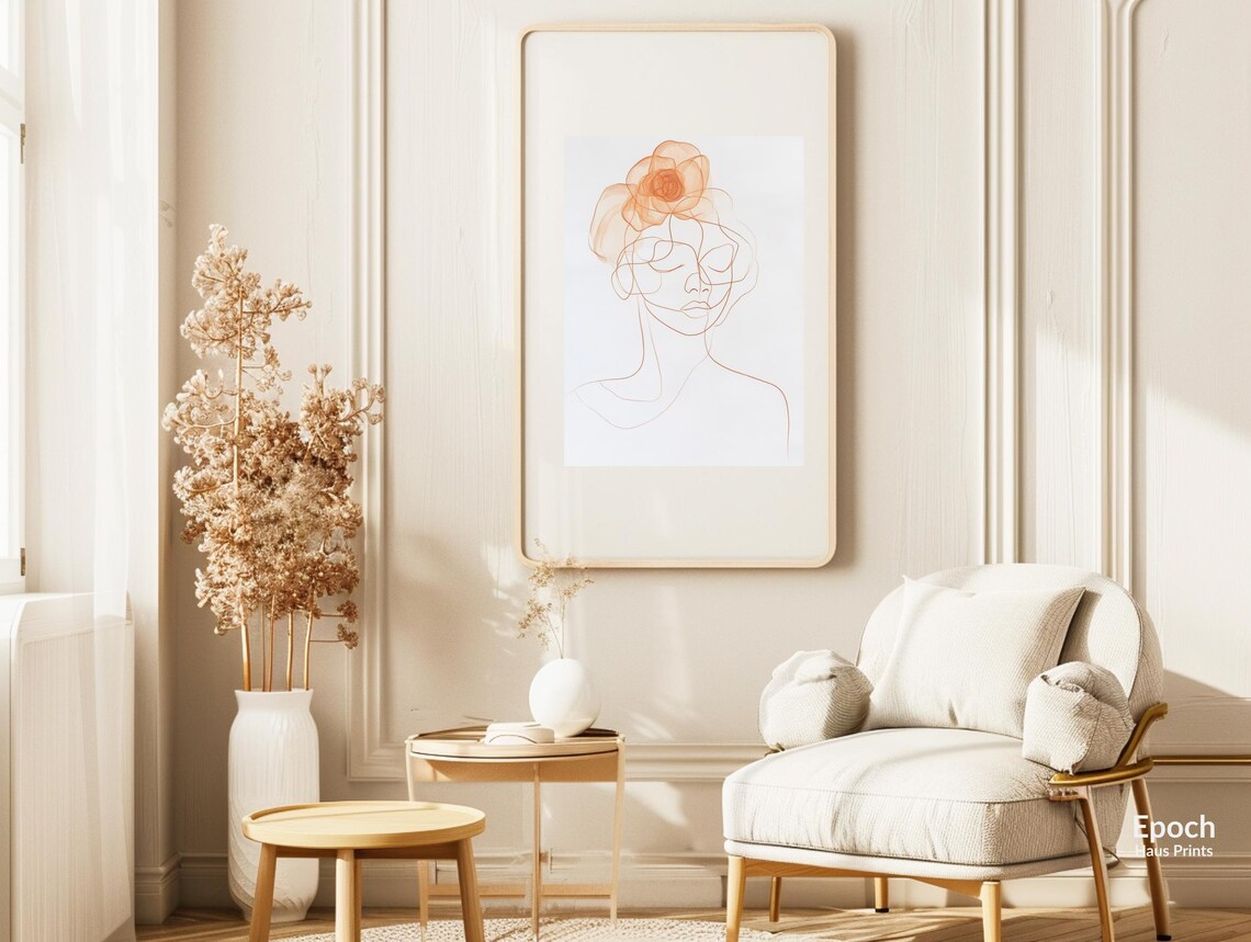 Abstract Drawing Of Woman, Minimalist Line Art - Image 3