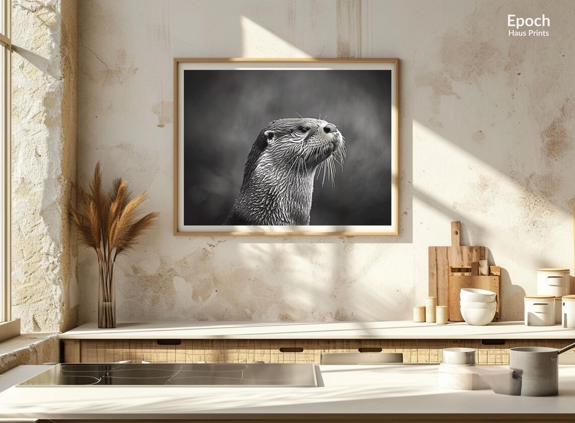 Black And White Otter Photo, Cute Animal Poster - Image 3