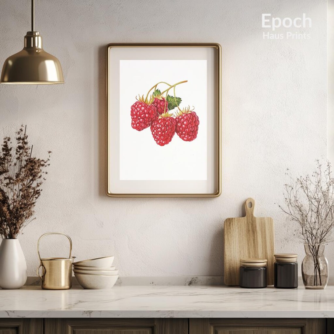 Raspberries Botanical Illustration, Kitchen Art Print - Image 2