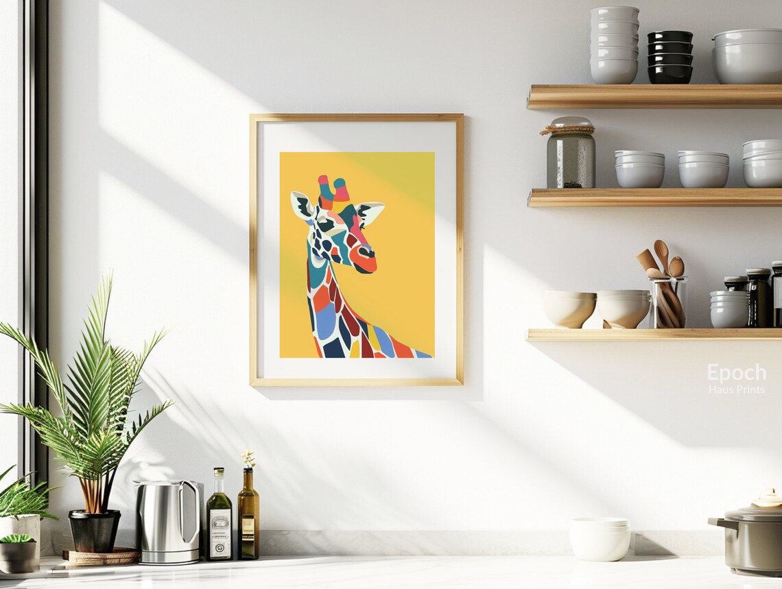 Rainbow Patterned Giraffe, Minimalist Art Print - Image 2