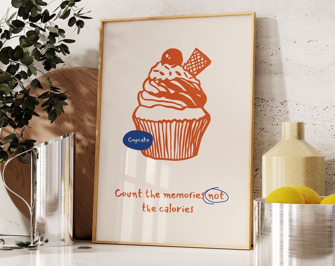 Cupcake Count the Memories Kitchen Dessert Illustration Art Poster