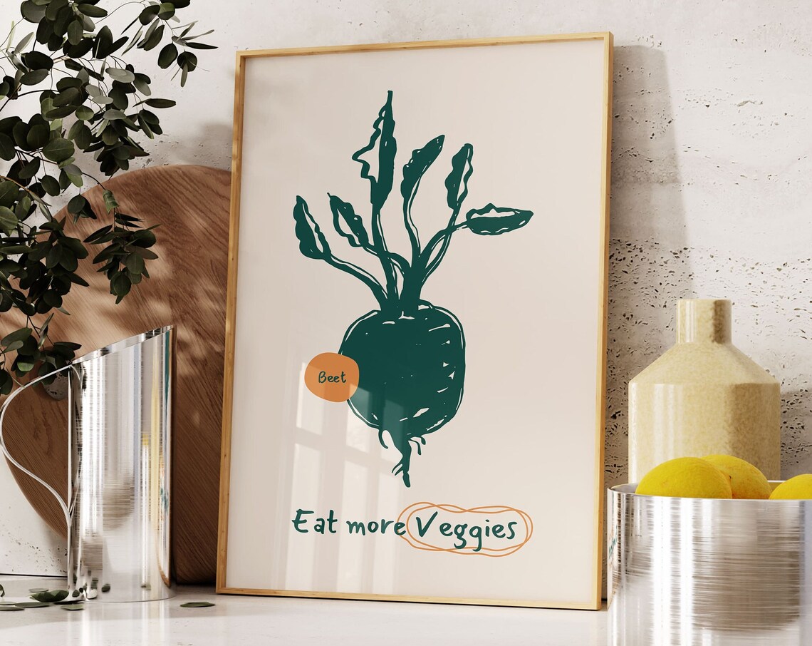 Beet Poster Print, Retro Kitchen Wall Art