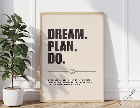 Dream Plan Do Minimalist Motivational Quote Poster in Warm Beige