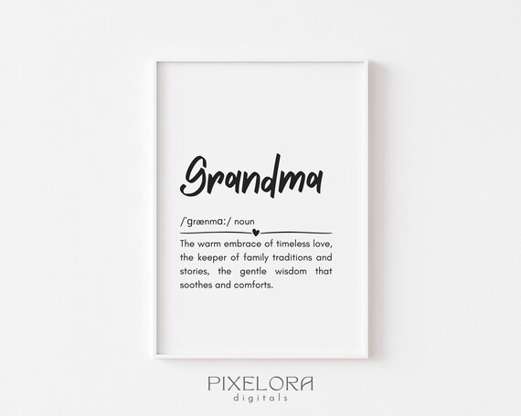 Grandma Definition Heartfelt Grandmother Quote Family Gift Poster