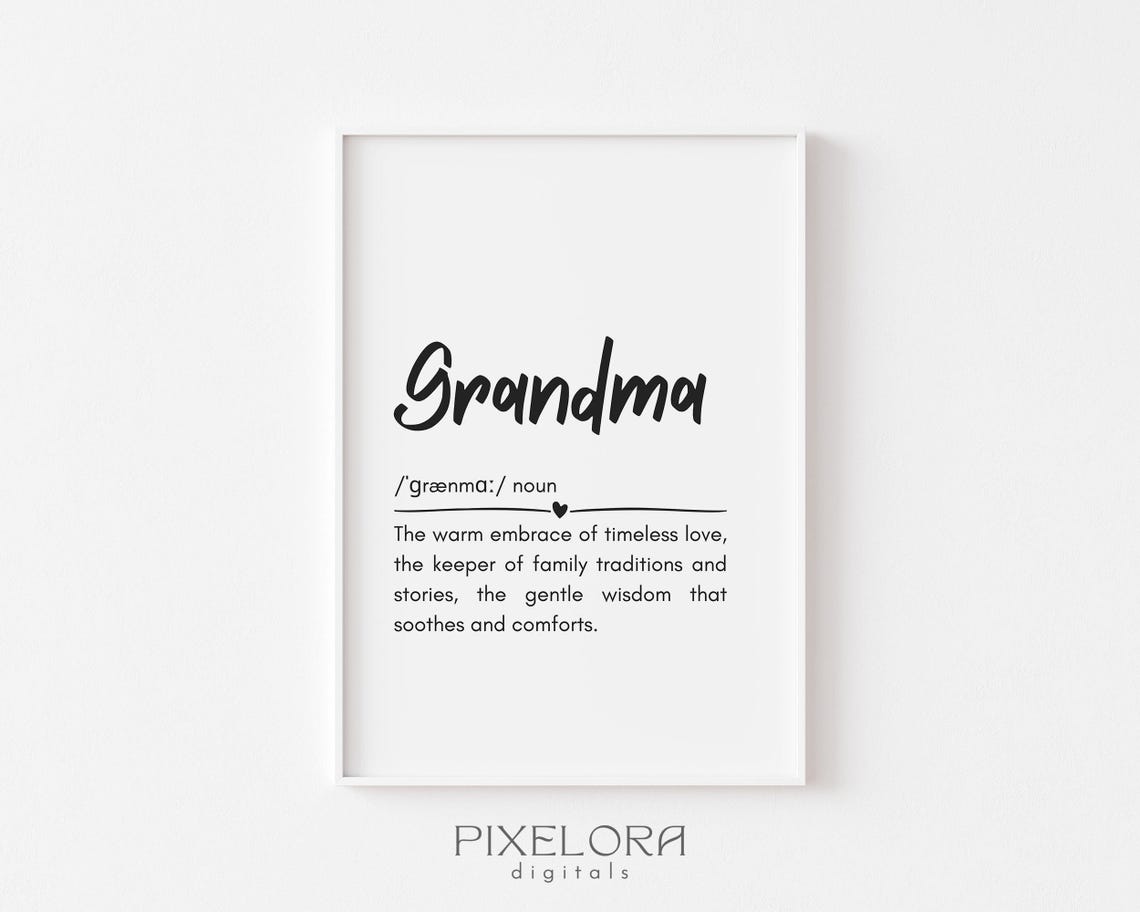 Grandma Definition Heartfelt Grandmother Quote Family Gift Poster