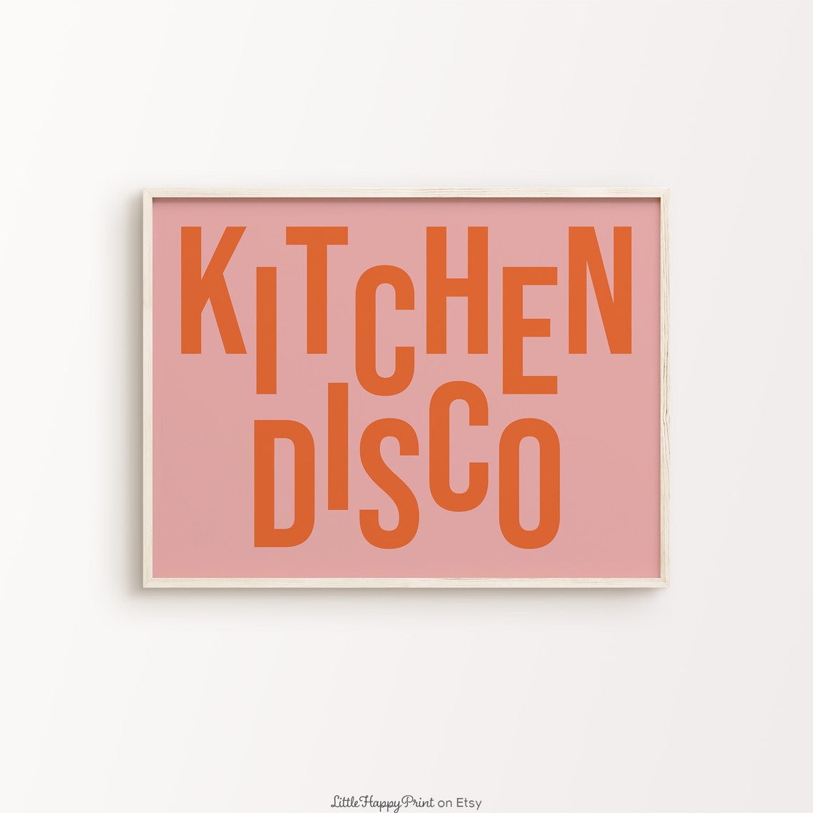 Kitchen Disco Orange Typography Fun Retro Kitchen Wall Poster