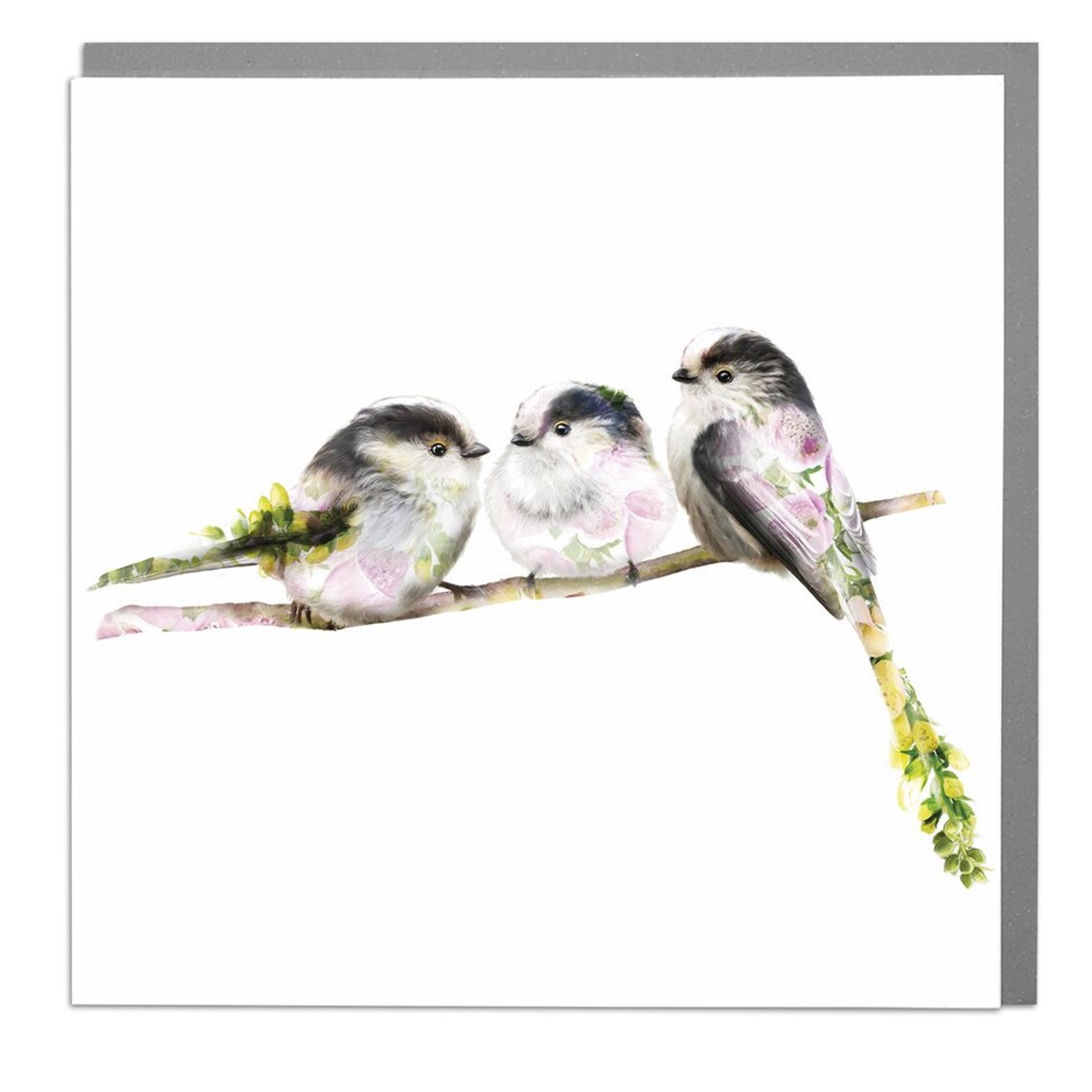 Three Long Tail Tit Birds, Lola Design Art Print