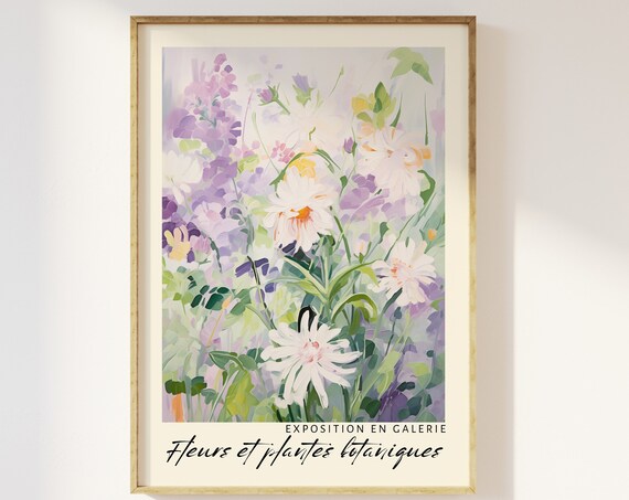 Lilac Wildflower Oil Painting Botanical Gallery Exhibition Print