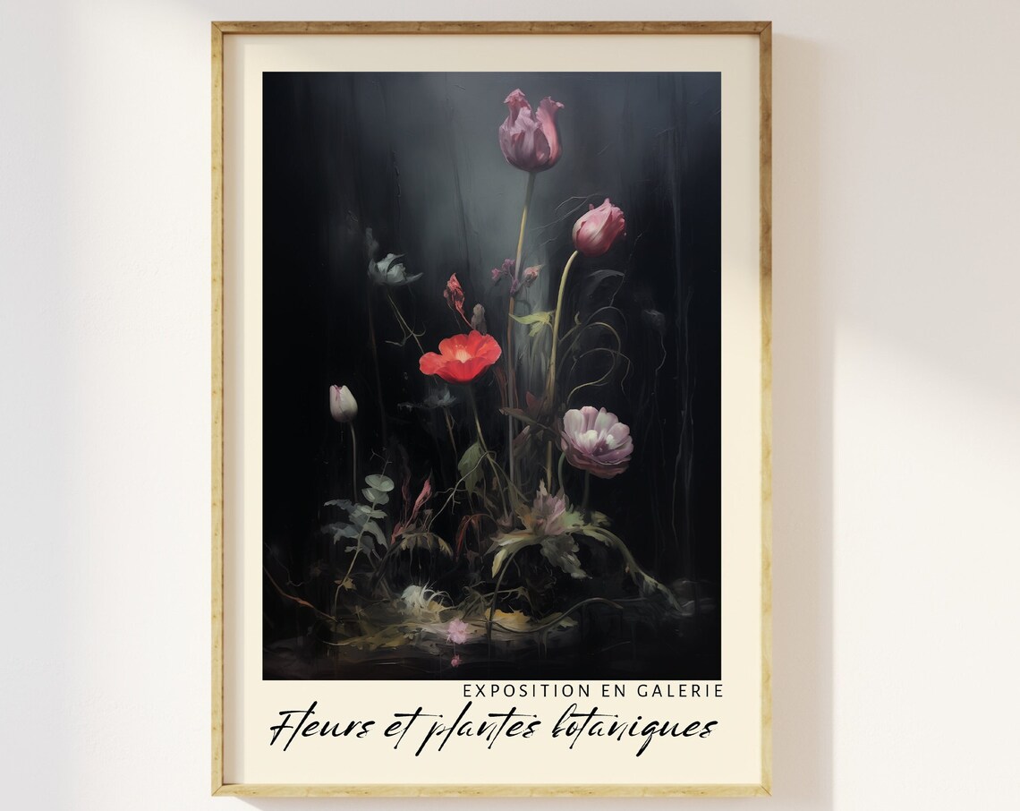 Floral Bouquet Exhibition Print, Moody Botanical Art