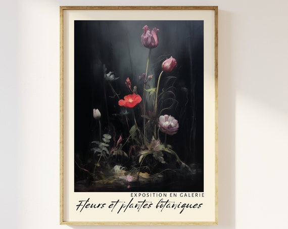 Floral Bouquet Exhibition Print, Moody Botanical Art