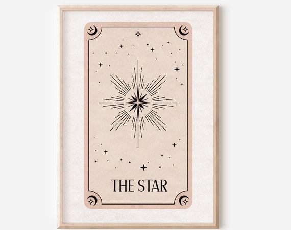 The Star Tarot Print, Boho Celestial Wall Art