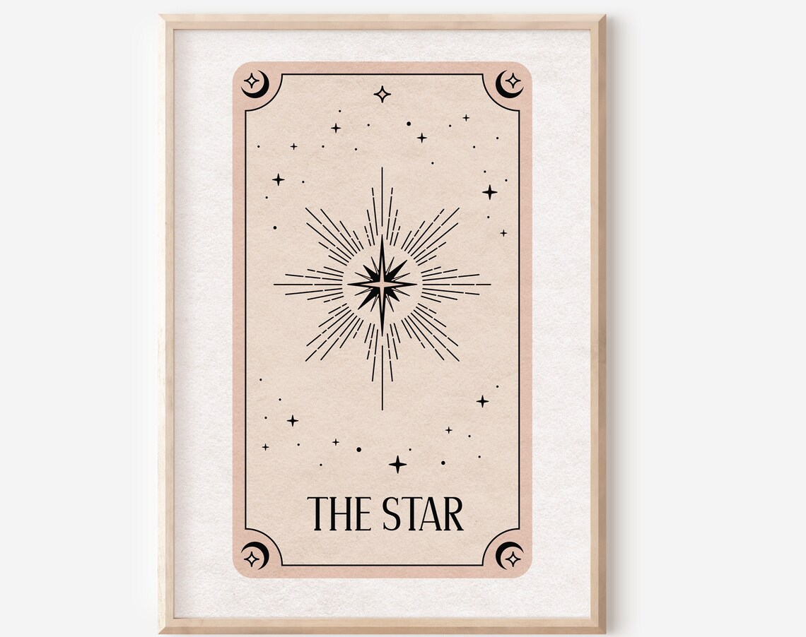 The Star Tarot Print, Boho Celestial Wall Art