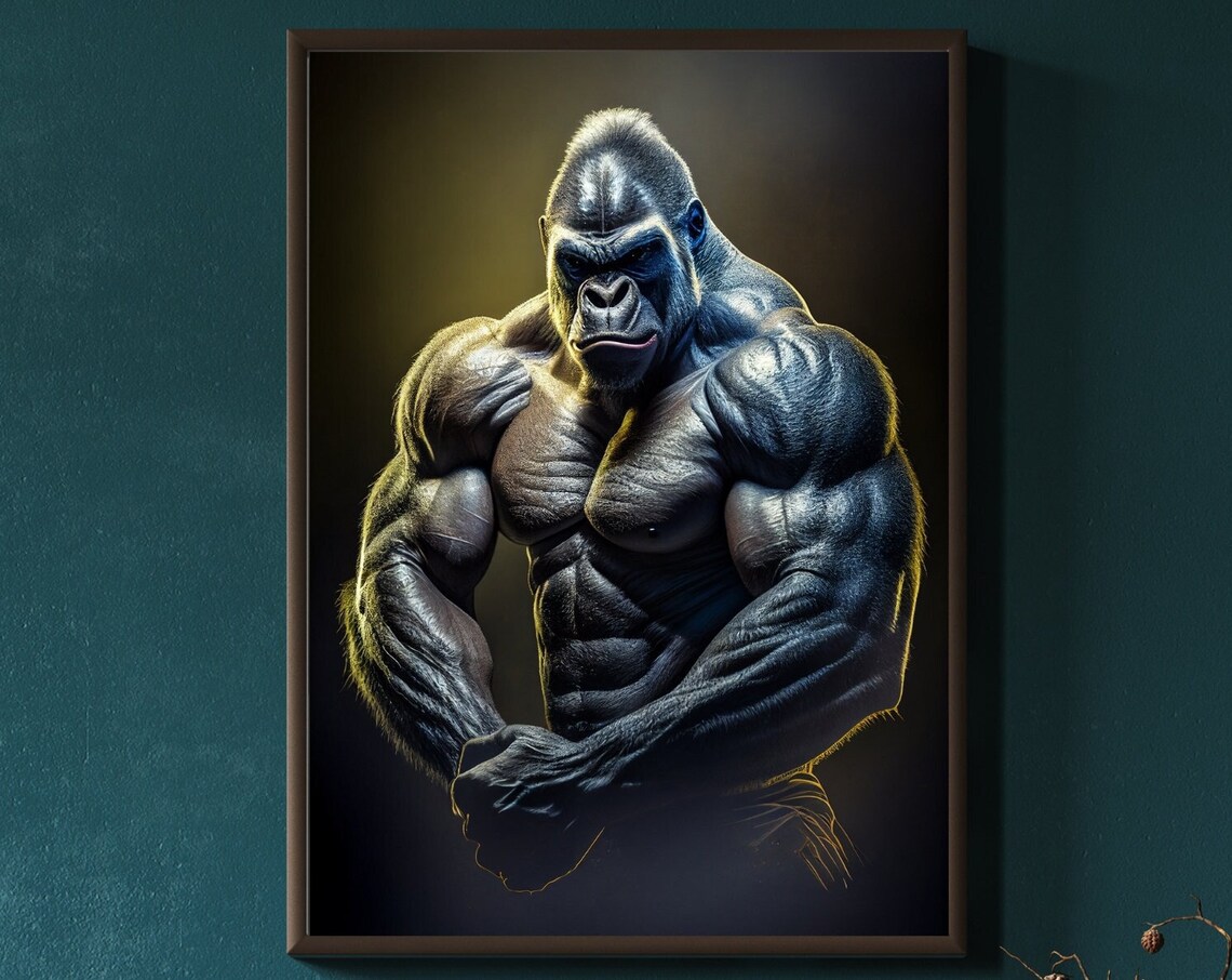 Gorilla Body Builder Gym Motivation Art Print - Image 2