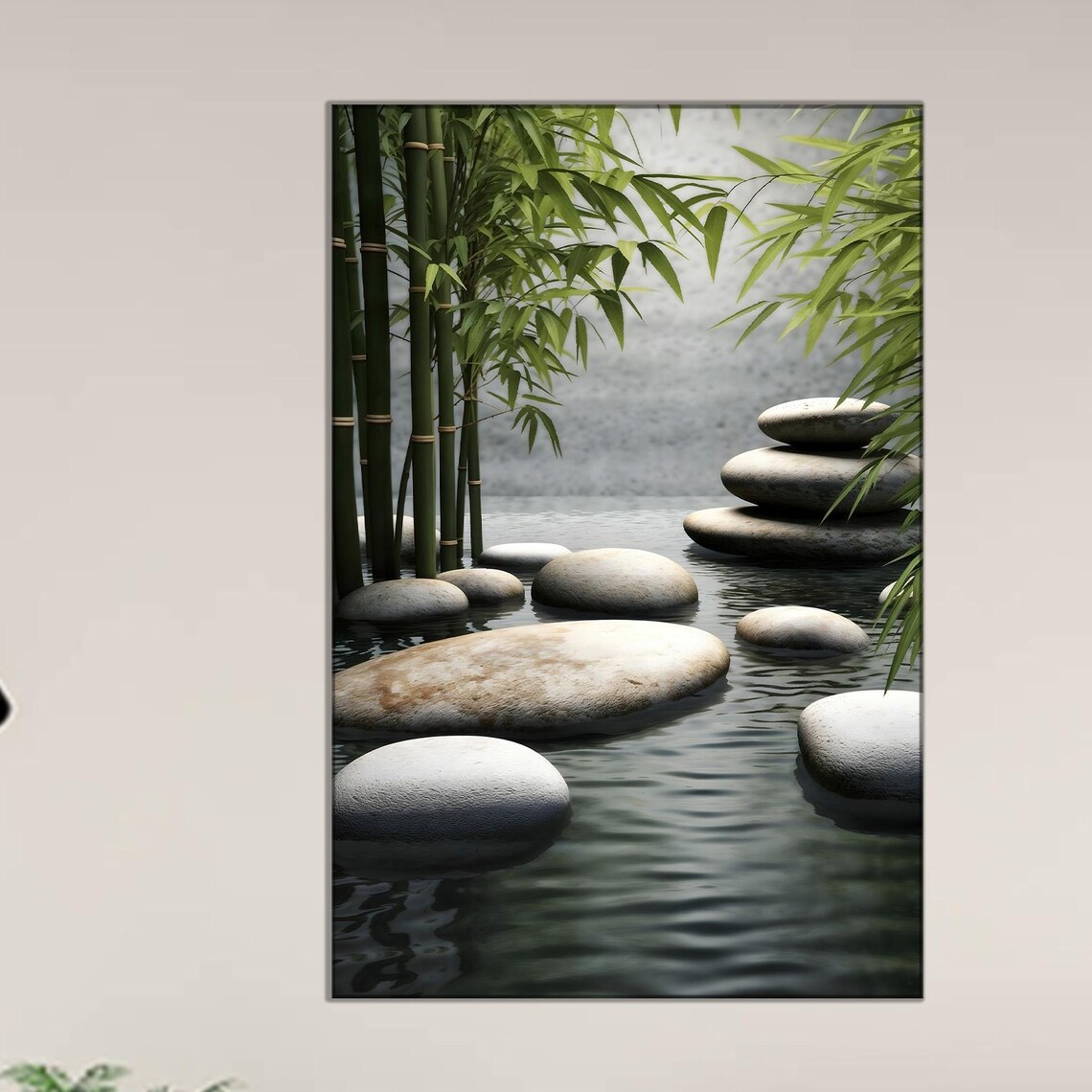 Zen Bamboo Garden Art Print, Tranquil Spa Decor