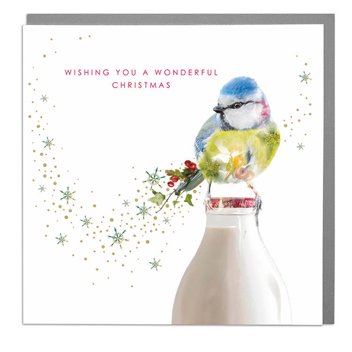 Blue Tit Happy Christmas Greeting Card