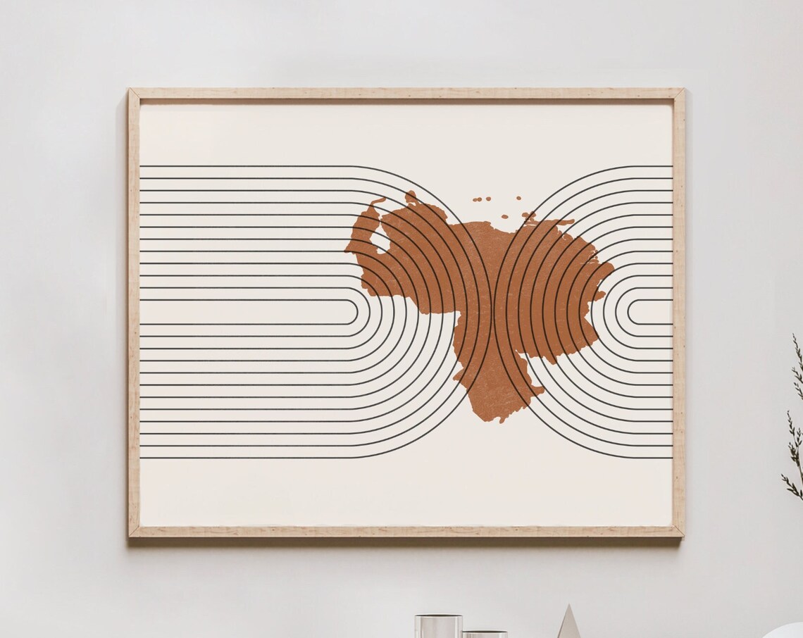 Venezuela Mid-Century Map Retro Decor Poster