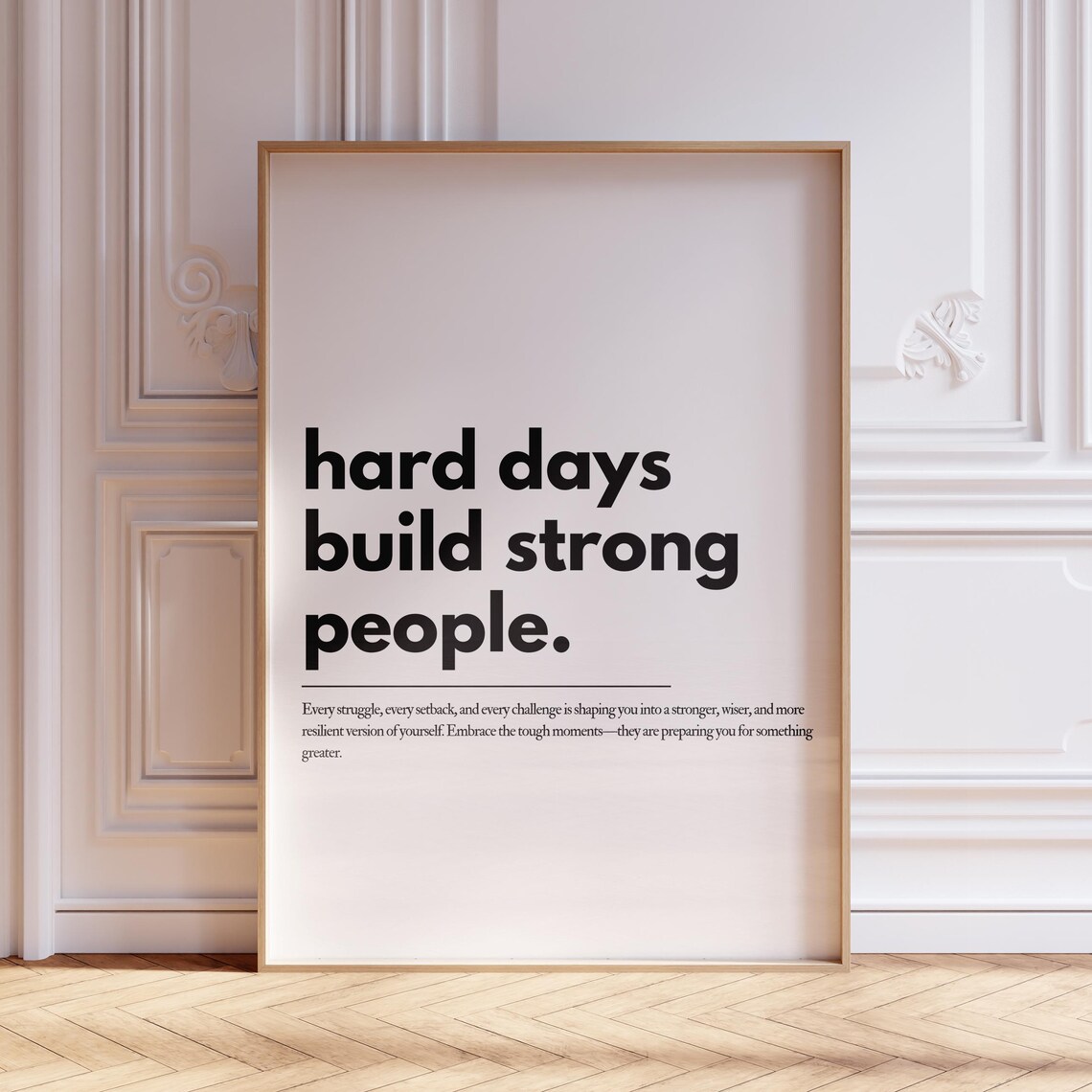 Hard Days Build Strong People Minimalist Typography Motivational Poster
