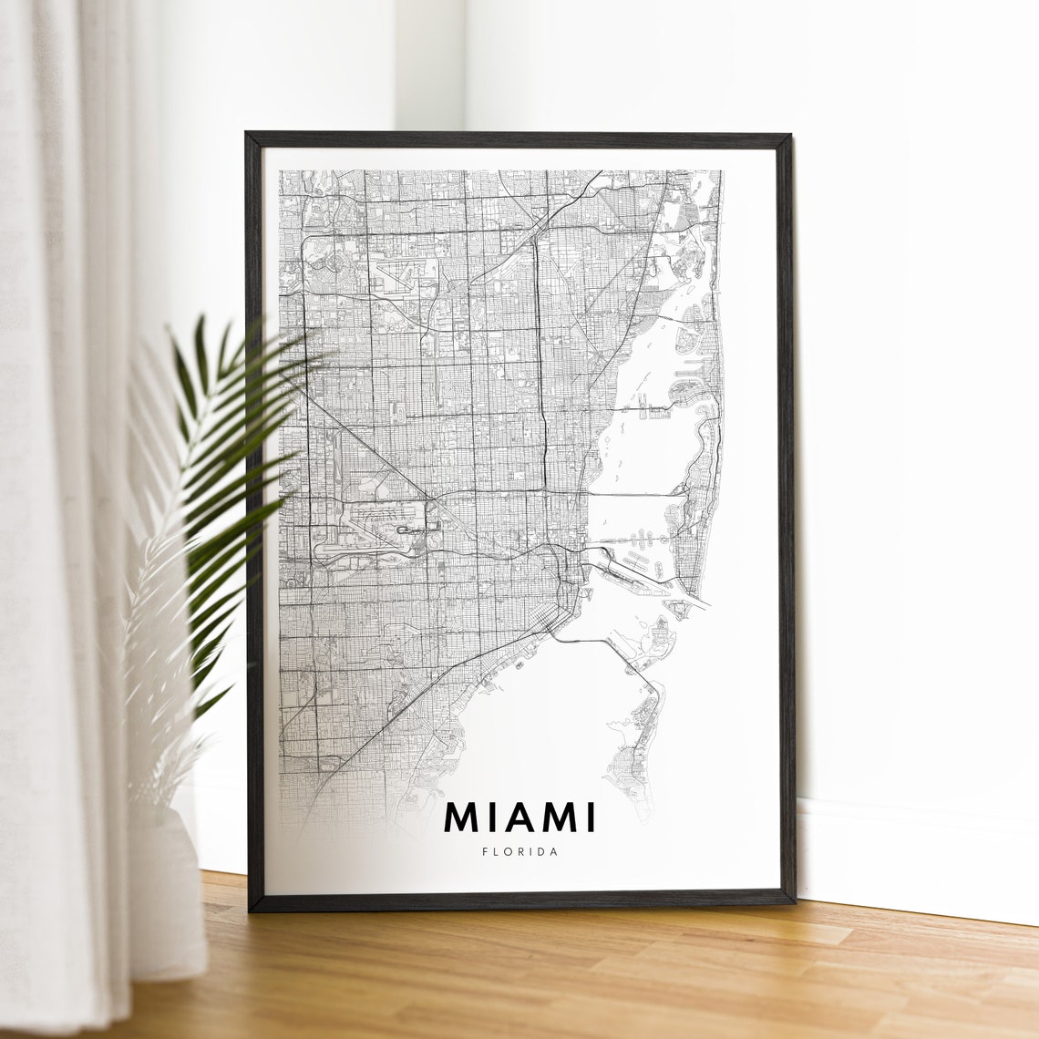Miami Map Print, Modern Miami City Map