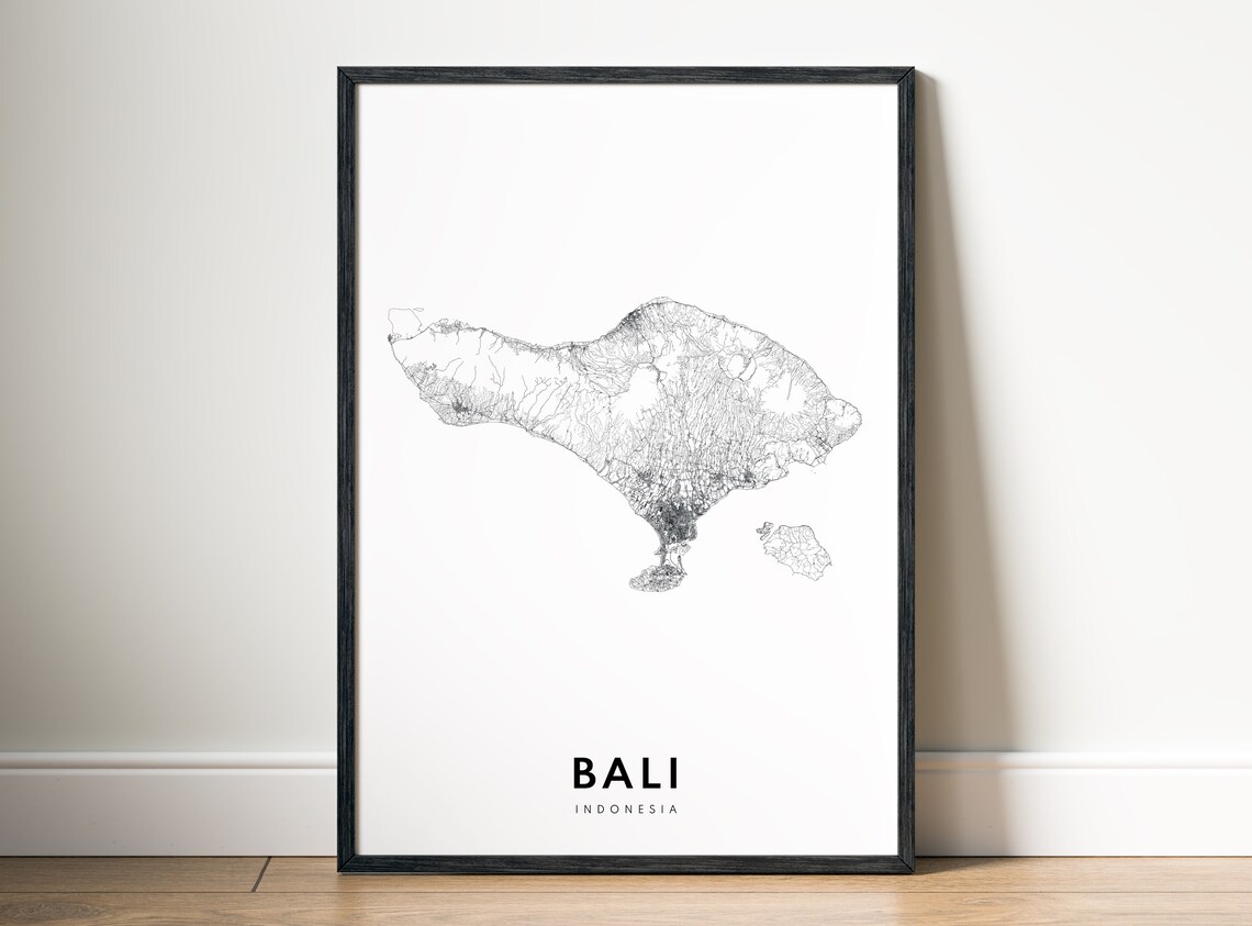 Bali Map Poster, Black and White Travel Print - Image 5
