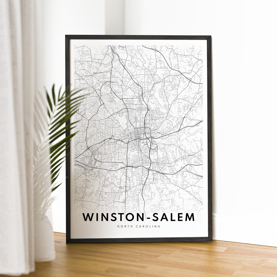 Winston Salem North Carolina City Street Map Minimal Line Art Print - Image 2