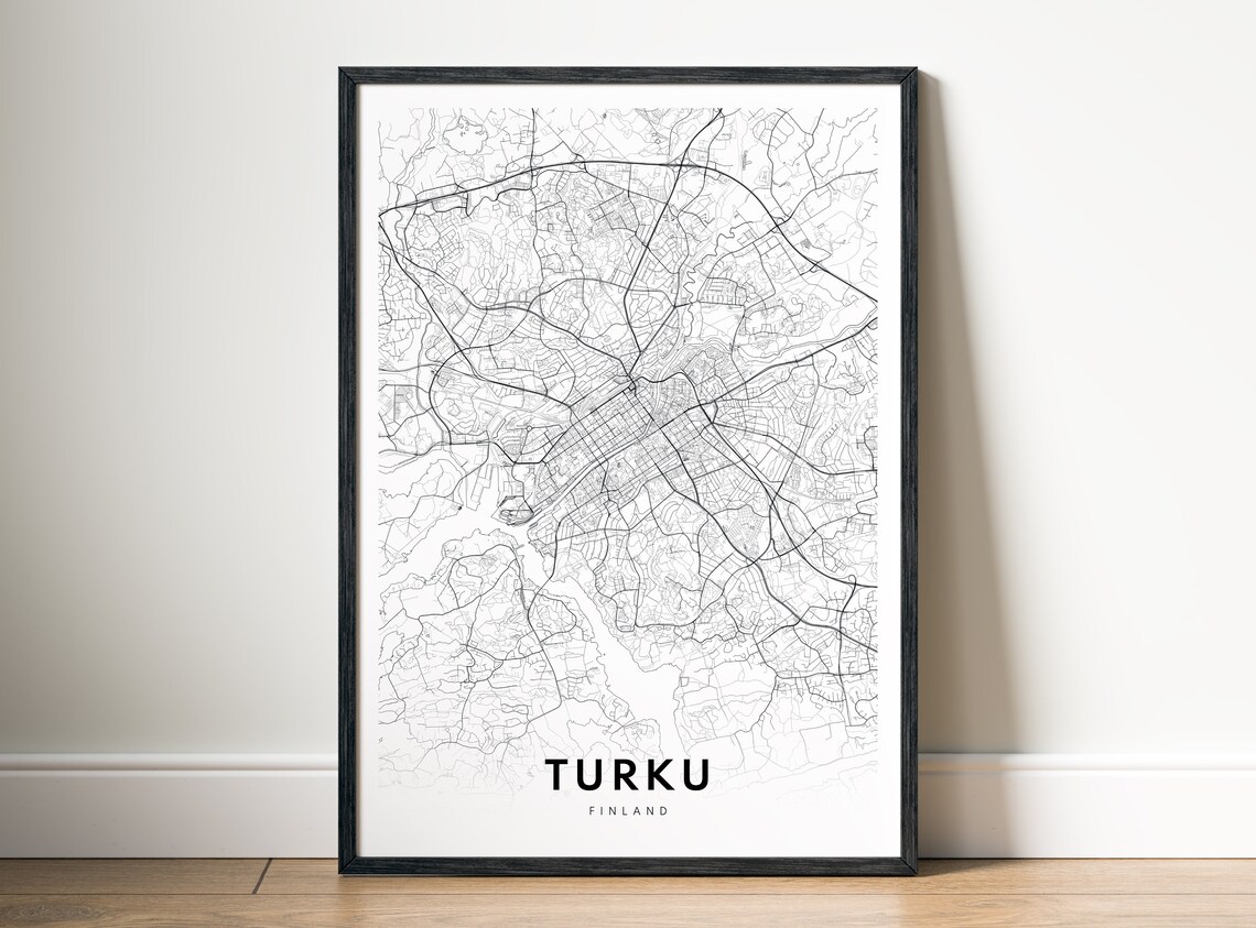 Turku Map Print, Black and White Travel Poster