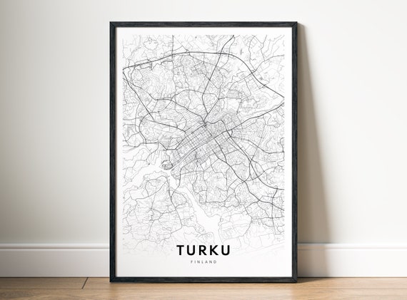 Turku Map Print, Black and White Travel Poster