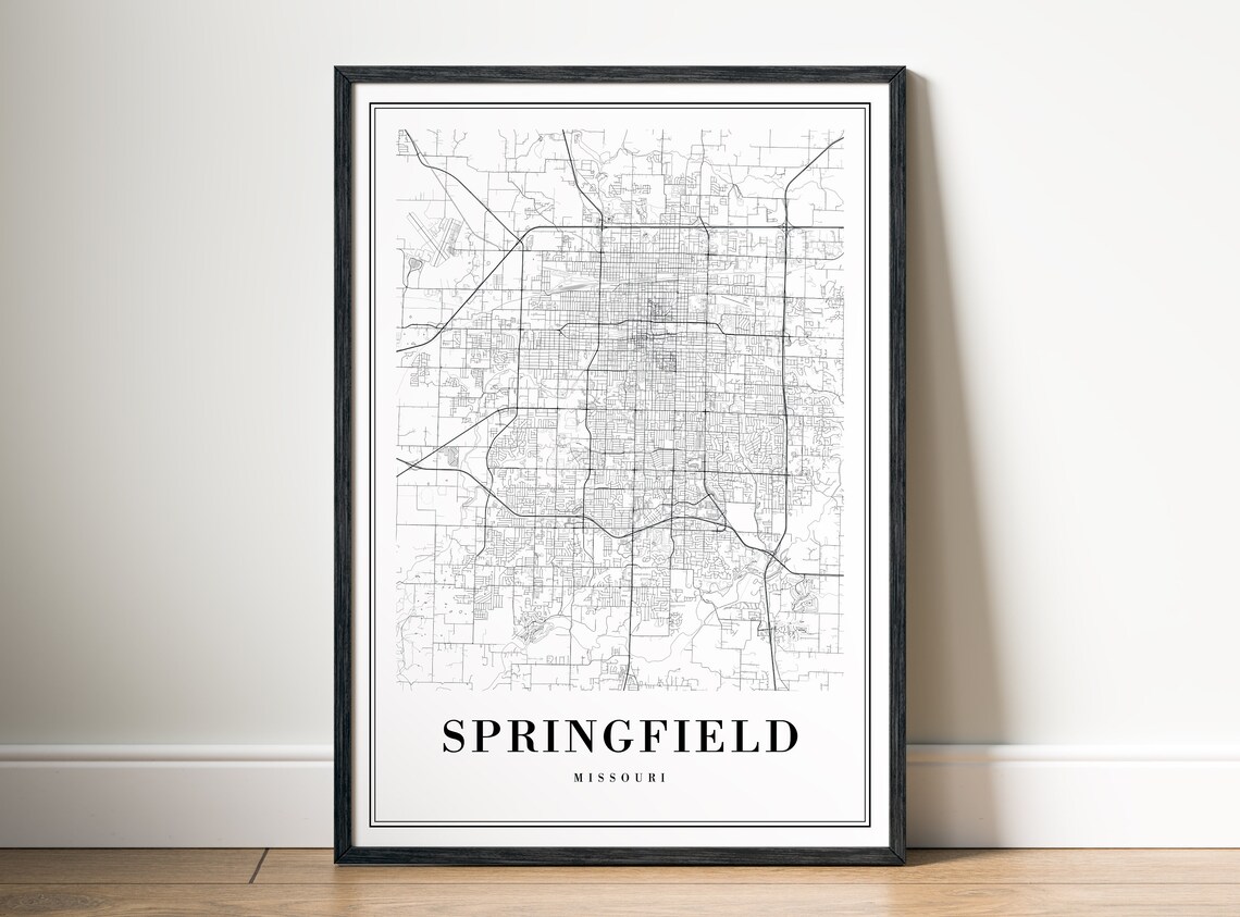 Springfield Missouri Map Art Print, Black And White - Image 5