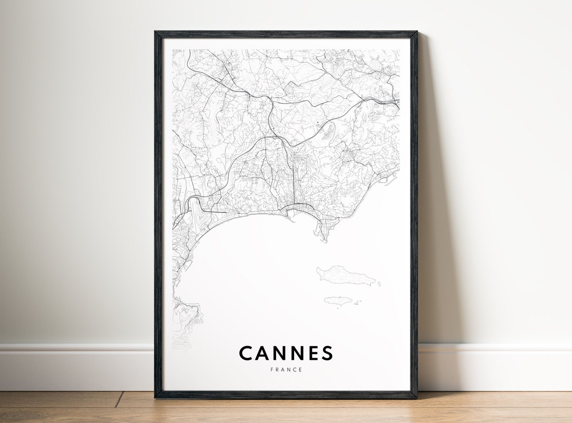 Cannes France City Map Coastal Street Grid Minimalist Wall Poster - Image 5