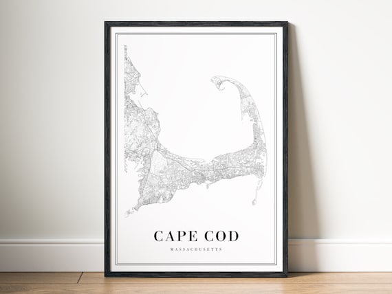 Cape Cod Map Print, Minimalist Massachusetts Map