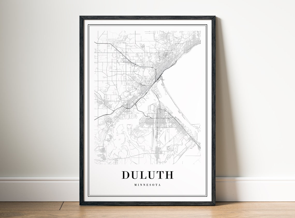 Duluth Minnesota Street Map Minimalist Black and White Print - Image 5